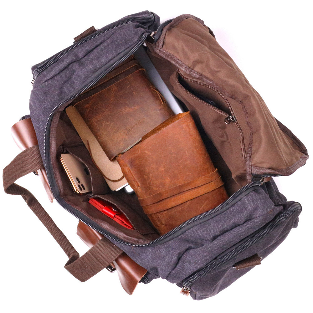 Велика дорожня сумка текстильна 21237 Vintage Чорна Київ - фото 10