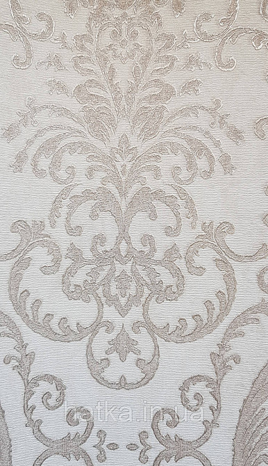 Обои виниловые на флизелине AdaWall Seyyah 1.06х10 завитки вензеля крупные структурные серебро беж на молочном Киев - изображение 2