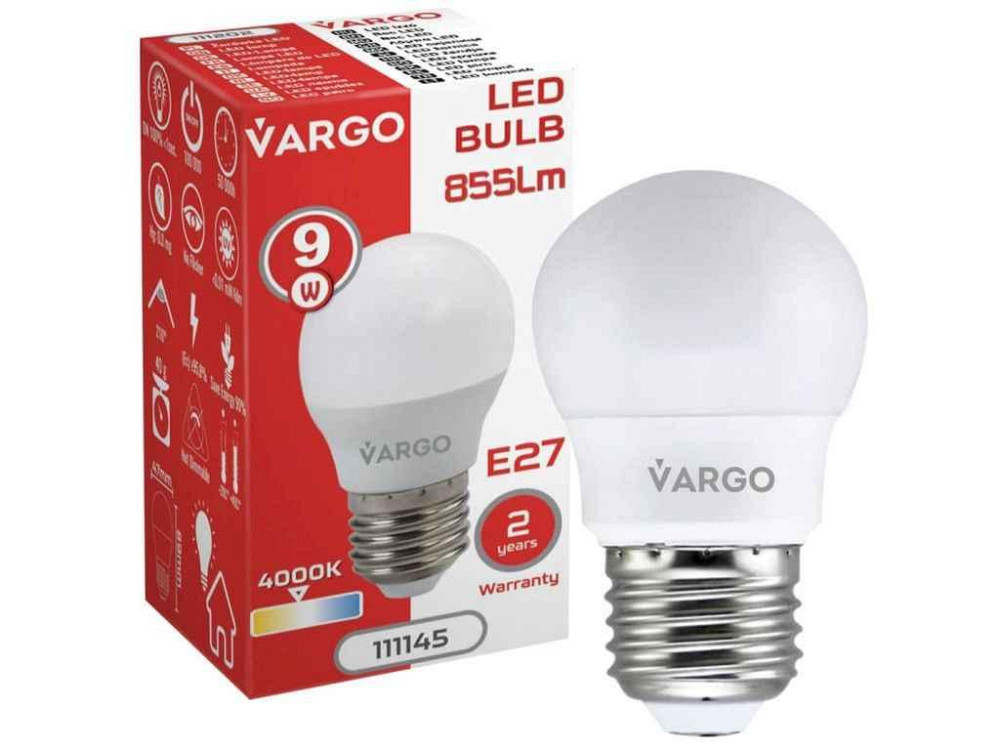 Лампа світлодіодна 9W E27 G45 4000K 220V (V-111145) ТМ VARGO Київ - фото 1