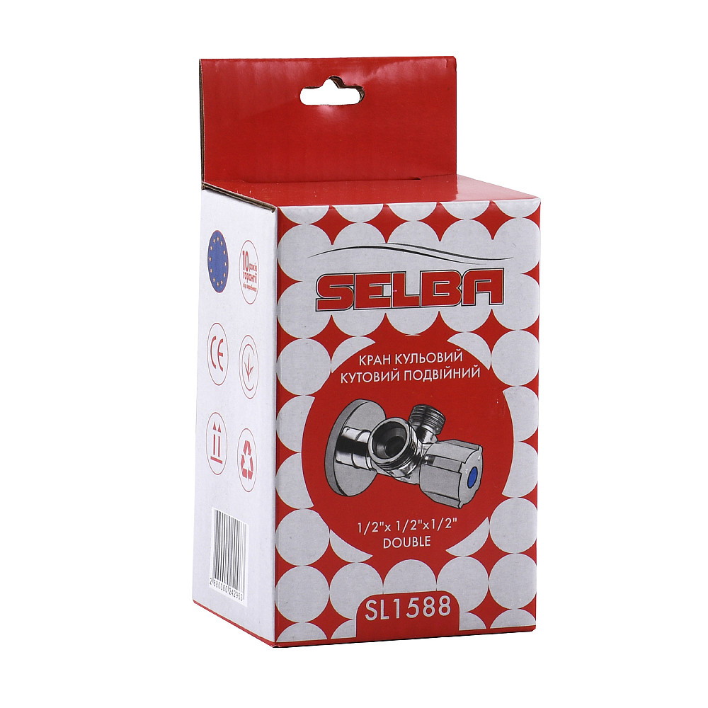 Кран кульовий кутовий подвійний SELBA 1/2″х 1/2″х1/2″ DOUBLE (SL1588) Тернополь - изображение 6