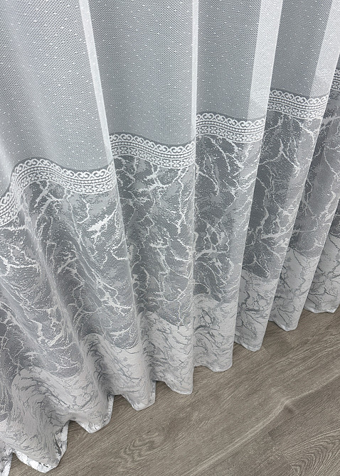 Тюль жаккард цвет белый с серым 1670т Киев - изображение 6