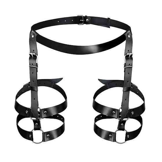 Шкіряні гартери Art of Sex - Melani Leather garters, Чорні L-2XL Sex Aura Київ