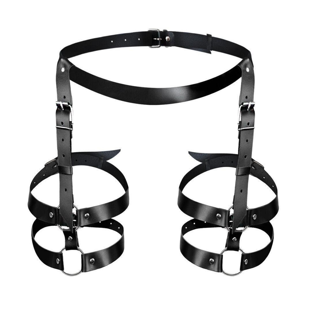 Шкіряні гартери Art of Sex - Melani Leather garters, Чорні L-2XL Sex Aura Київ - фото 1