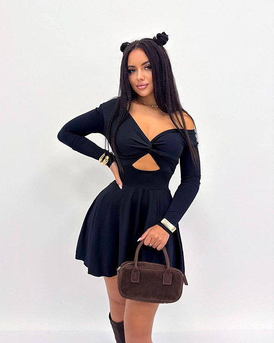 Жіноча елегантна вечірня мініплаття трикотаж олія Чорний, 46/48 Одеса - фото 2