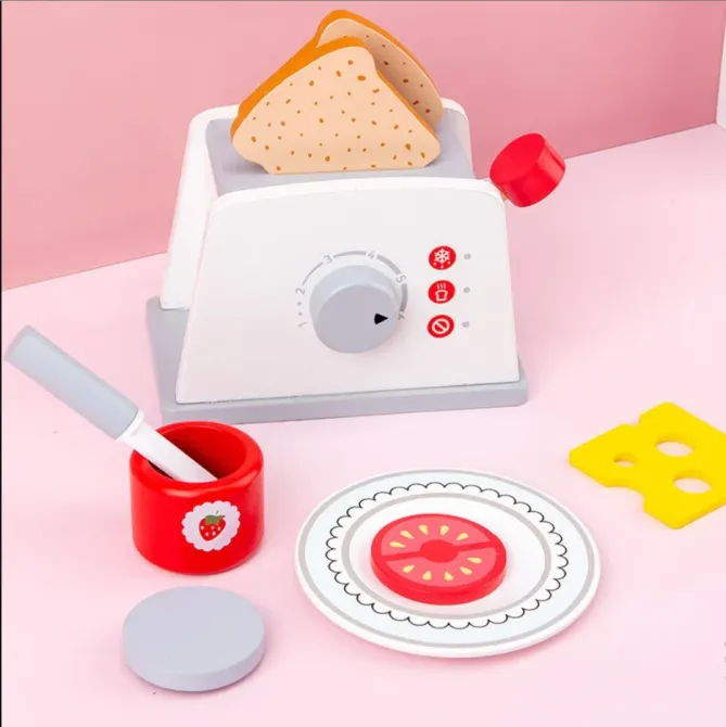 Тостер іграшковий дерев'яний рухомі елементи з продуктами (C 61657) Чернігів - фото 1