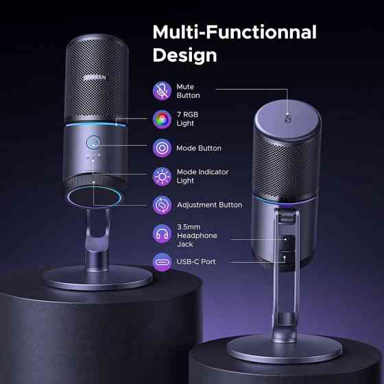 Мікрофон UGREEN CM769 Desktop USB Microphone RGB 24-bit 96kHz ANS Одеса