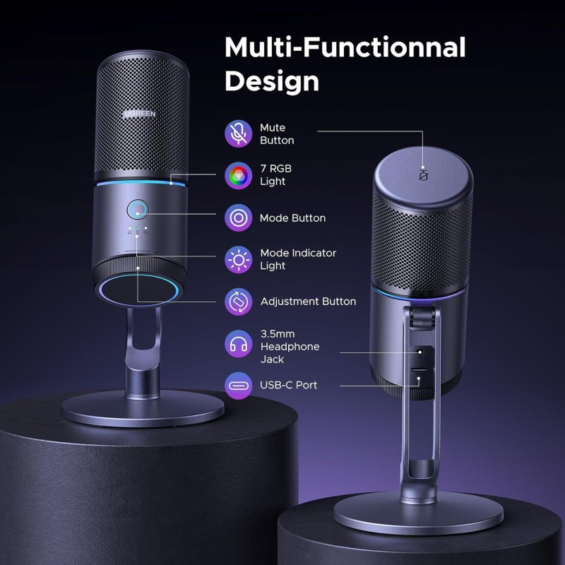 Мікрофон UGREEN CM769 Desktop USB Microphone RGB 24-bit 96kHz ANS Одеса - фото 4