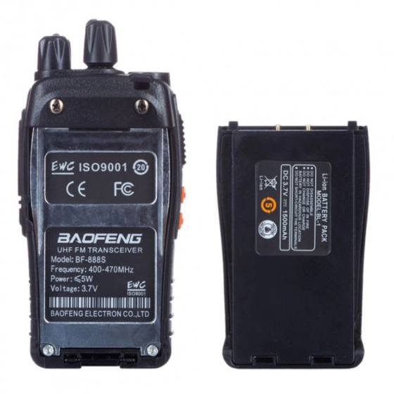 Рація Baofeng BF-888S дальність 5 км батарея 1500 mAh 5W заряджання від USB Чорний Вінниця