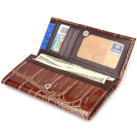 Необычный женский кошелек из натуральной фактурной кожи CANPELLINI 21652 Коричневый Киев