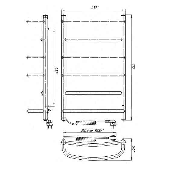 Електрична сушарка для рушників Laris Єврофлеш П6 400Х700 Е ліва під'єднання Київ
