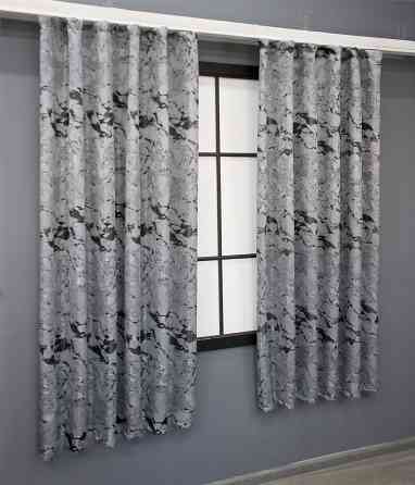 Комплект коротких штор VR-Textil Жаккард Мрамор Al3 № 1598ш Светло-серый с черным 145х170 см 2 шт (35-0242) Киев