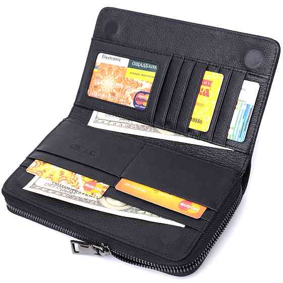 Чоловічий шкіряний клатч з блоком для карток, чорний (ST Leather) Київ