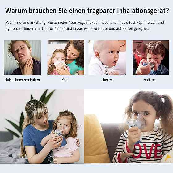 Небулайзер ультразвуковий портативний, інгалятор для дітей дорослих з маскою і мундштуком, для лікування респіраторних захворювань Київ