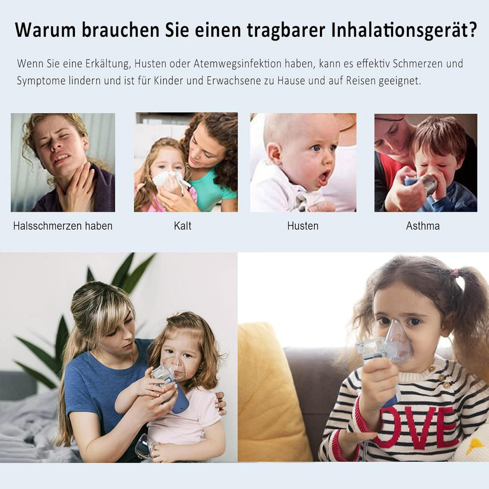 Небулайзер ультразвуковий портативний, інгалятор для дітей дорослих з маскою і мундштуком, для лікування респіраторних захворювань Київ - фото 2