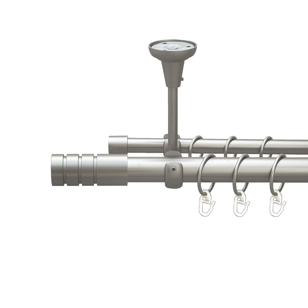 Карниз Orvit Модуло металевий дворядний відкритий до стелі гладка труба кільце металеве Сатин 25\16 мм 300 см (00-00026112) Львів - фото 1