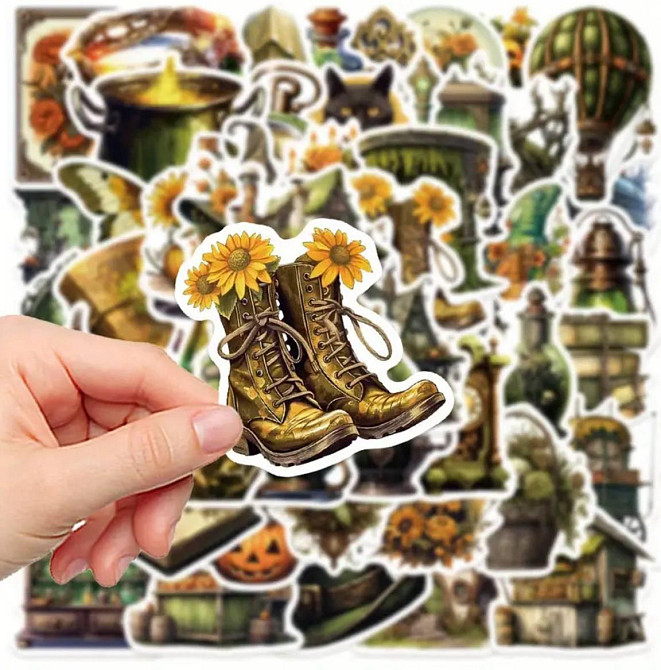 Набор винтажных магических наклеек 50 шт – алхимия, ведьмин стиль Киев - изображение 4