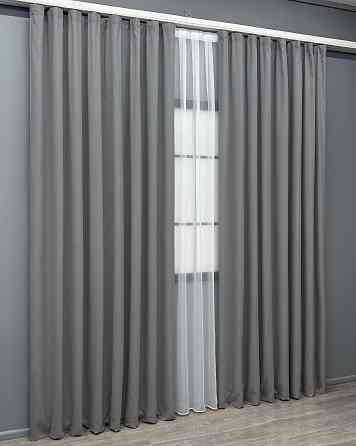 Комплект готових штор VR-Textil Мікровелюр Petek № 1485ш Сірий 200х290 см 2 шт (32-509) Київ