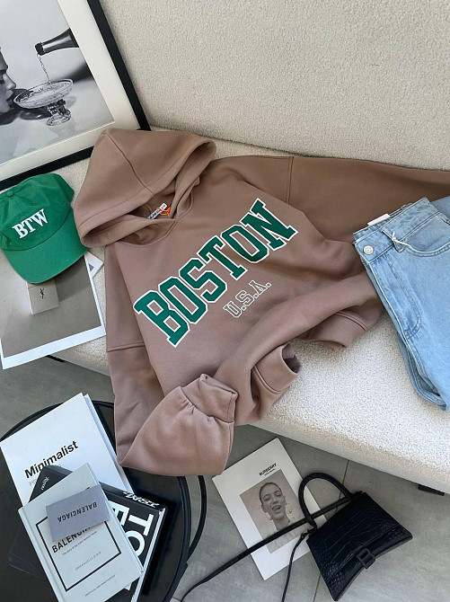 Женская теплая стильная худи оверсайз с капюшоном трехнить на флисе. Одесса - изображение 5