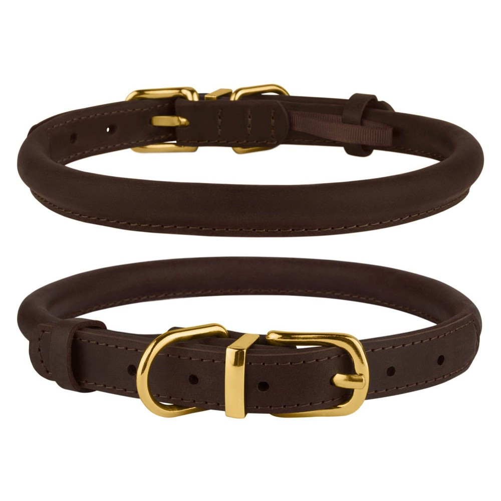 Нашийник шкіряний для собаки круглий BronzeDog Crazy Horse Темно-коричневий XL Одеса - фото 1