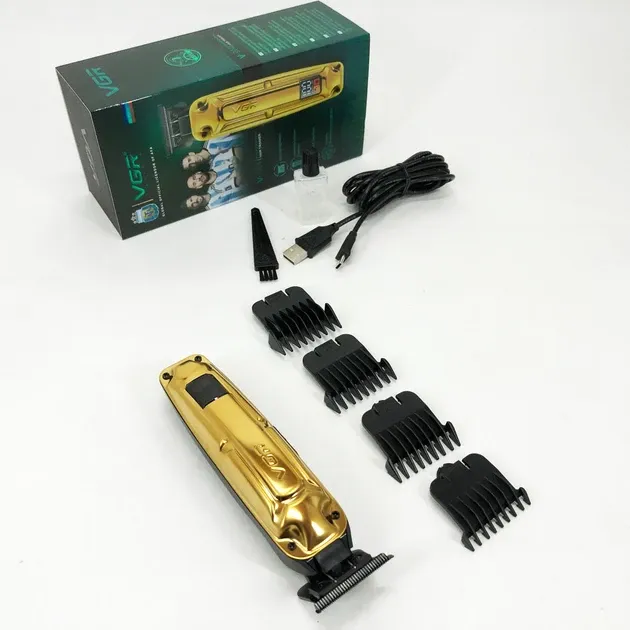 Машинка для стрижки волосся VGR V-904, бездротова, LED-дисплей, леза нержавіюча сталь, 4 насадки Одеса - фото 8