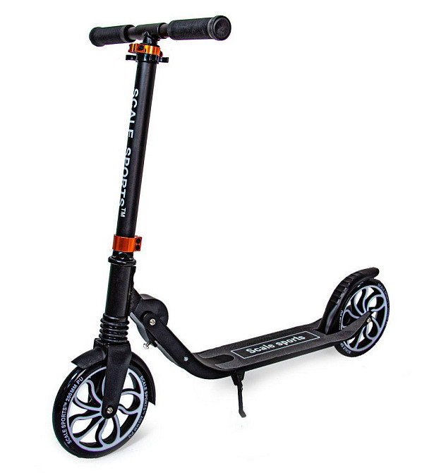 Самокат складаний двоколісний з ножним заднім гальмом Scale Sports SS-17 зі дзвінком. Чорний колір Одеса - фото 1