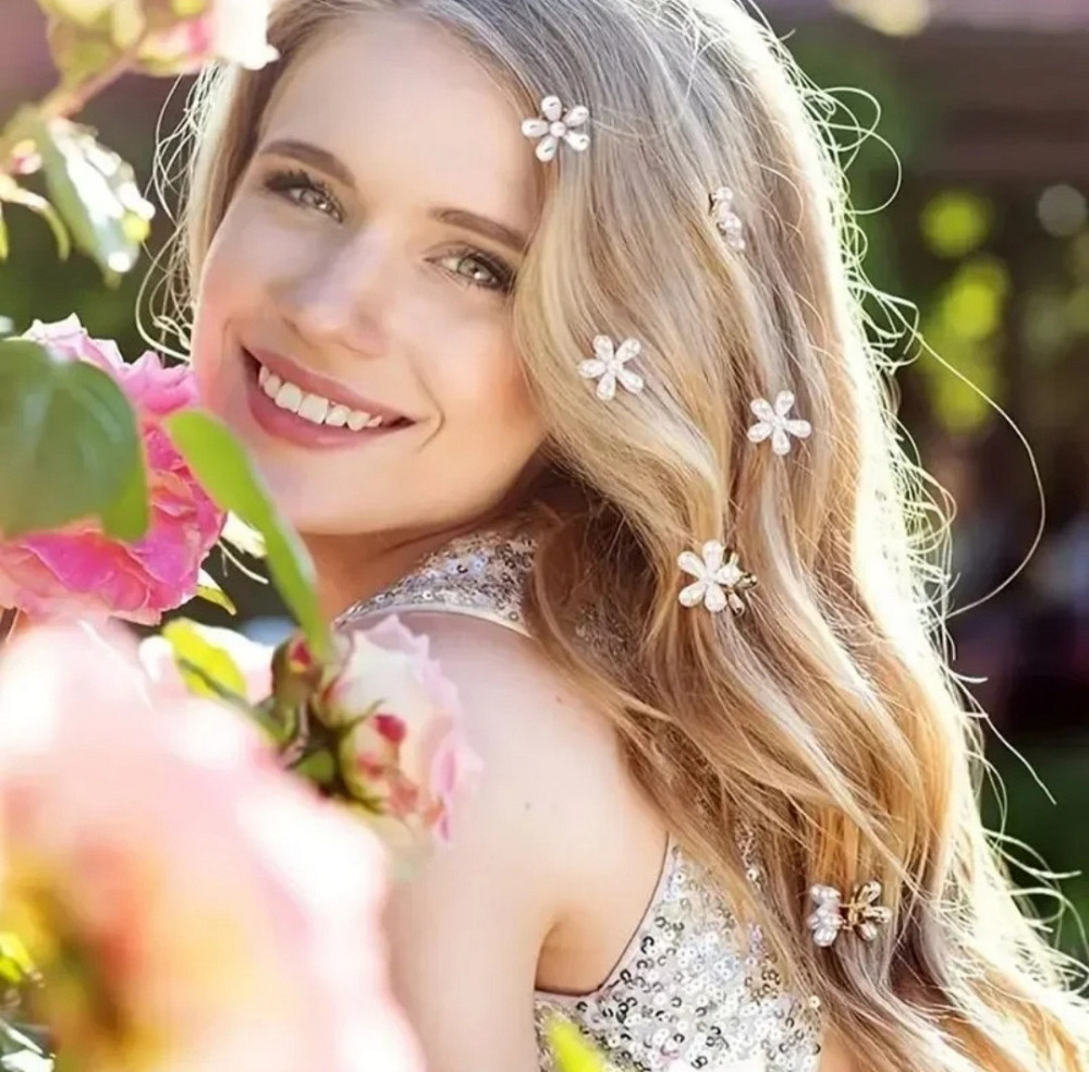 Заколка-крабік квітка маленька з перлинками Смела - изображение 5