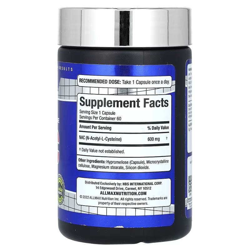 N-ацетилцистеин AllMax Essentials NAC 600 mg 60 Veggie Caps Луцк - изображение 2