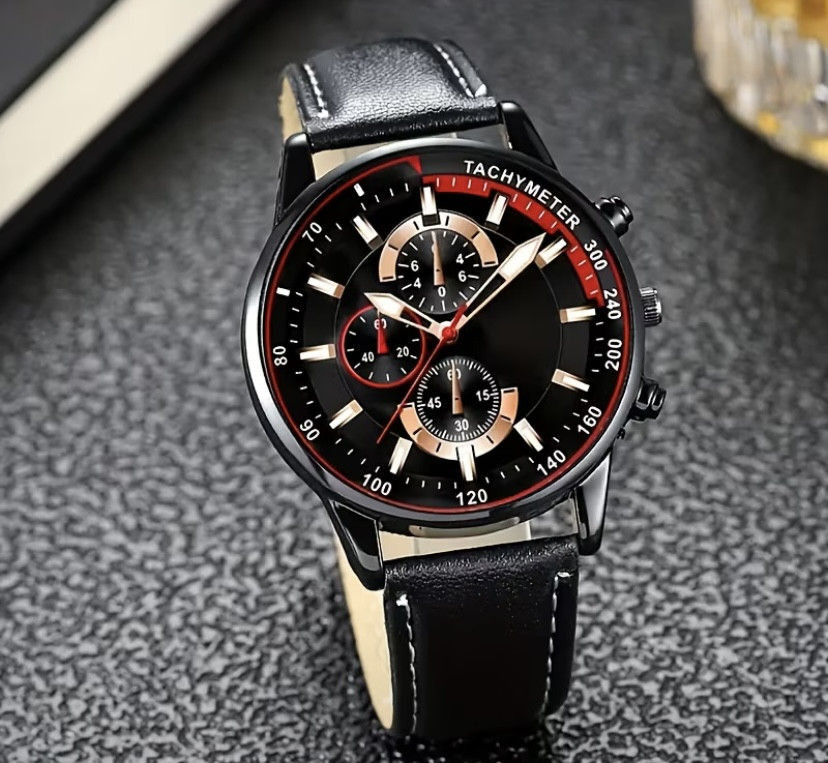 Подарунковий набір для чоловіків Черепаха наручний годинник з 4 браслетами червоний Київ - фото 4