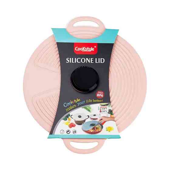 TS Kitchen Багаторазова силіконова кришка універсальна 24 х 20.4 см рожева HP34541S Київ