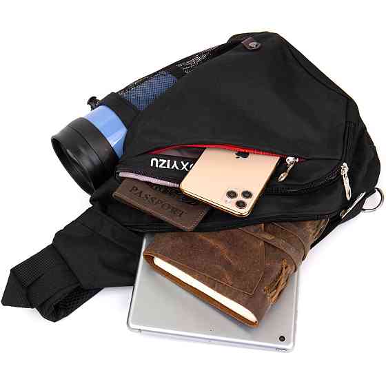 Сумка унисекс через плечо смарт текстильная Vintage 20550 Черная Киев