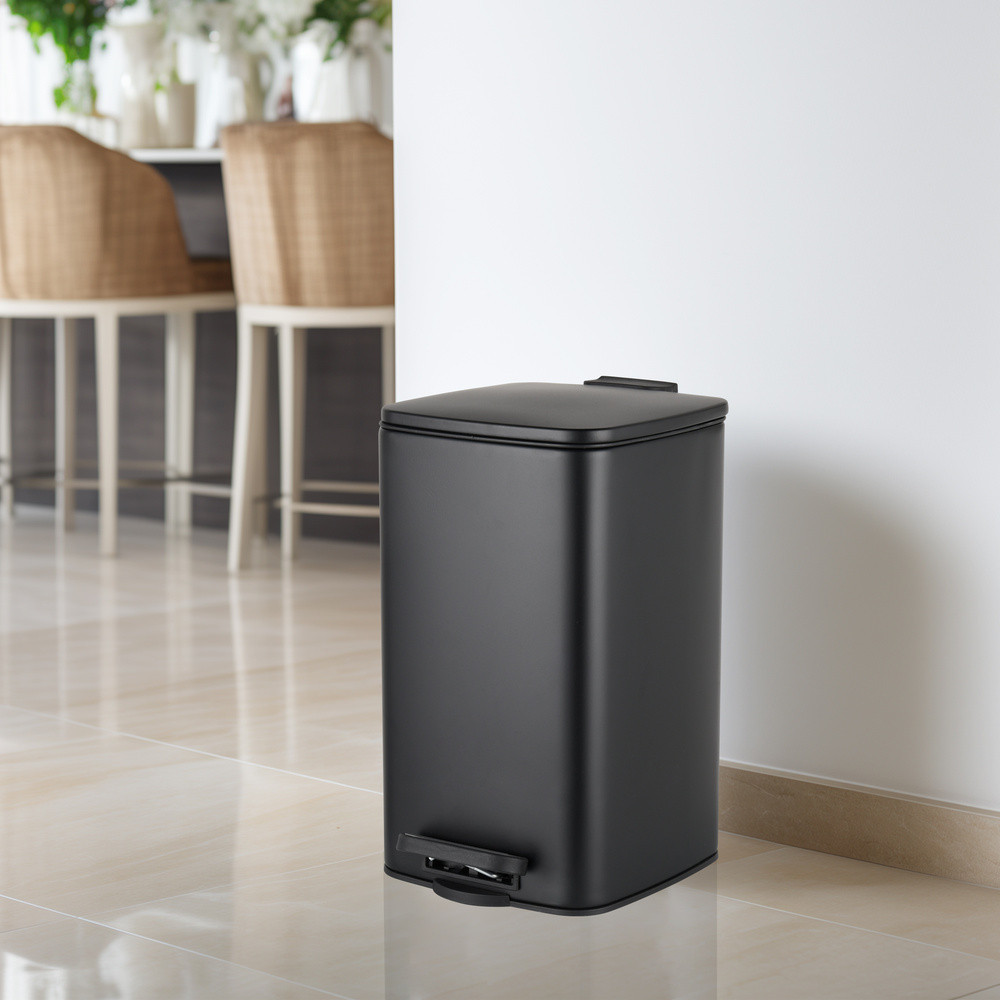 Відро для сміття з плавним закриттям квадратне Zerix Kubix-TC0108 Black 8 л колір чорний (ZX5892) Київ - фото 2