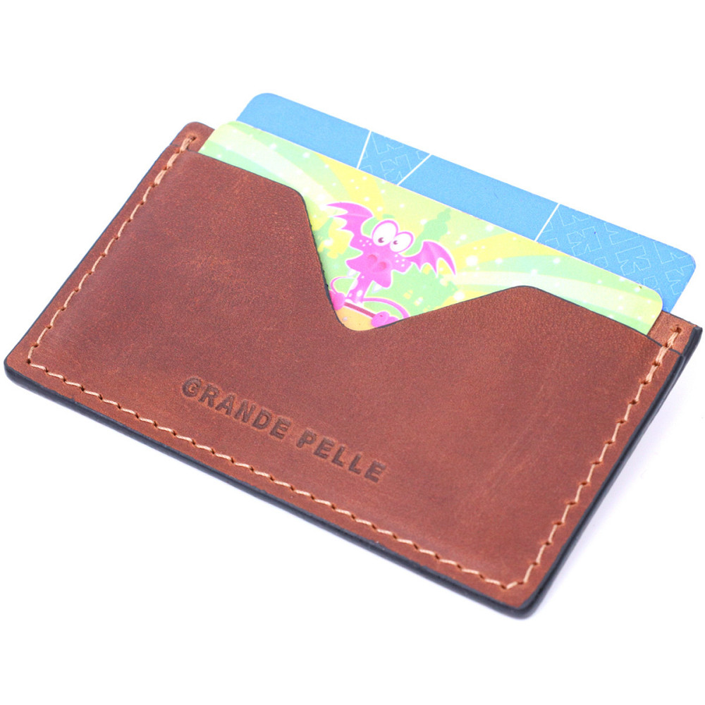 Зручний кард-кейс із натуральної шкіри GRANDE PELLE 11666 Коричневий Київ - фото 3