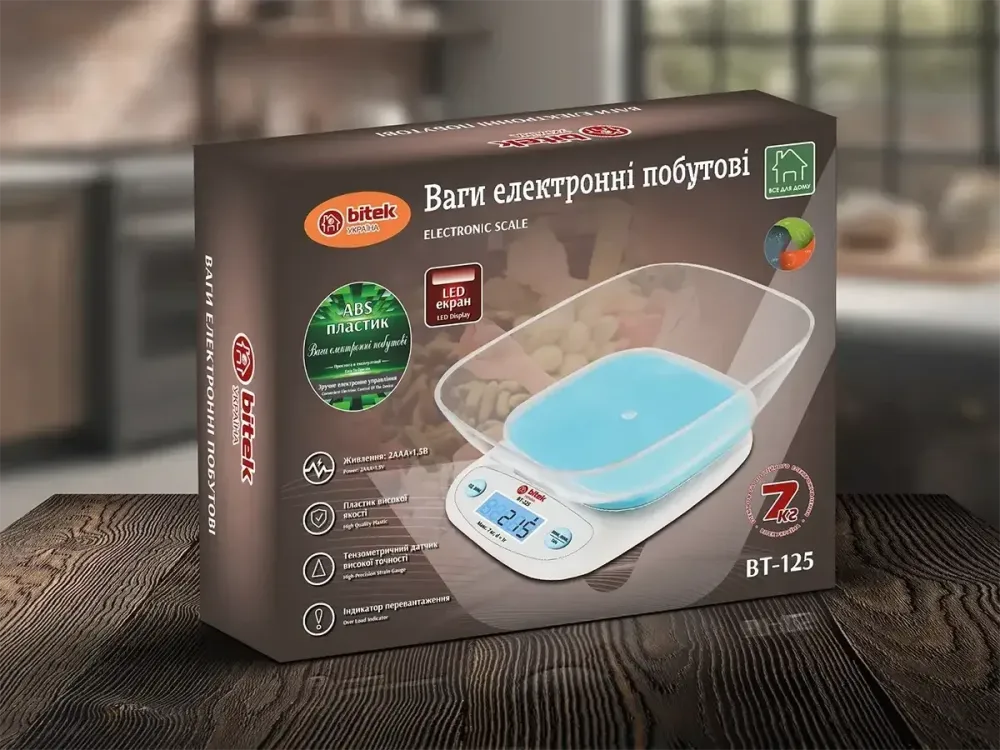 Ваги електронні побутові 7кг кухонні з прямокутною чашею BITEK BT-125 універсальні Одеса - фото 5