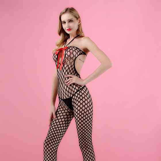 Еротичний бодістокінг з дрібної сітки, жіноча сексуальна білизна, універсальний розмір, зріст: 145–185 см, One Size чорний, 7061 Кам'янець-Подільський