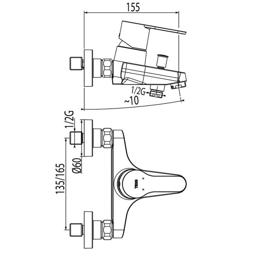 Смеситель для ванны TRES BM 117170 (000005135) Киев - изображение 5