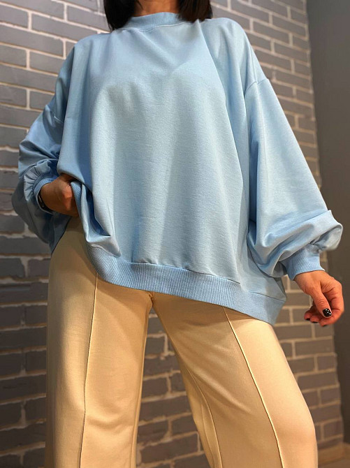 Костюм жіночий MY CITY 3044-8286 світшот широкий оверсайз та брюки палаццо зі стрілкою, блакитний, L Київ - фото 8