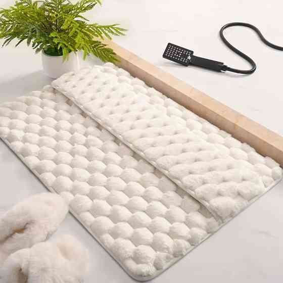 Коврик для ванной и душа коврик с накладкой для ног в ванную комнату,фланелевый,атискользящий 40х60 см,белый Каменец-Подольский