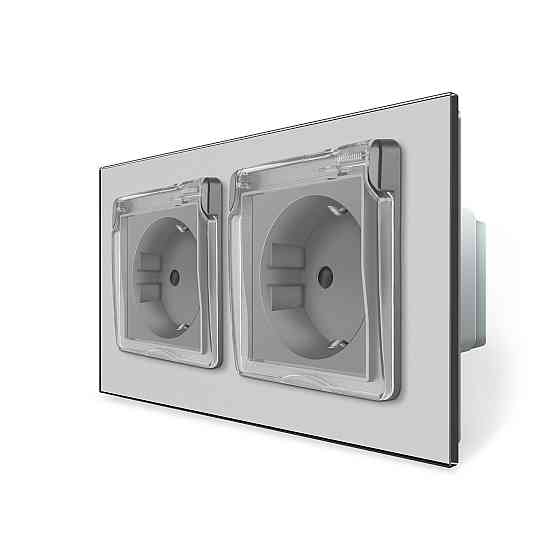 LIVOLO Подвійна електрична розетка вологозахисна з кришкою IP44 з заземленням, LIVOLO, сіра, ск Коломия