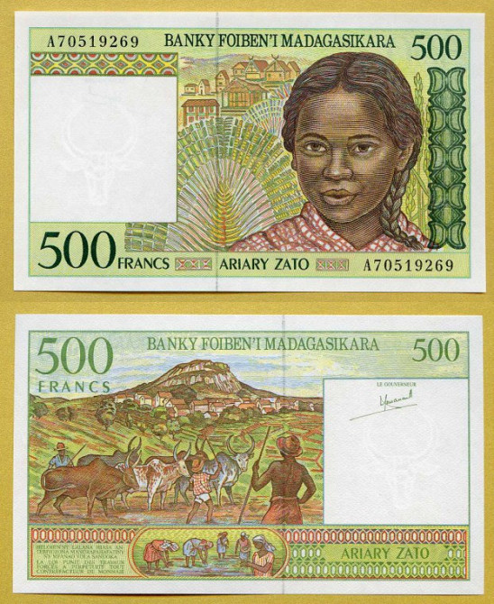 Мадагаскар/Madagascar 500 Francs (1994) P75a UNC Полтава - фото 1