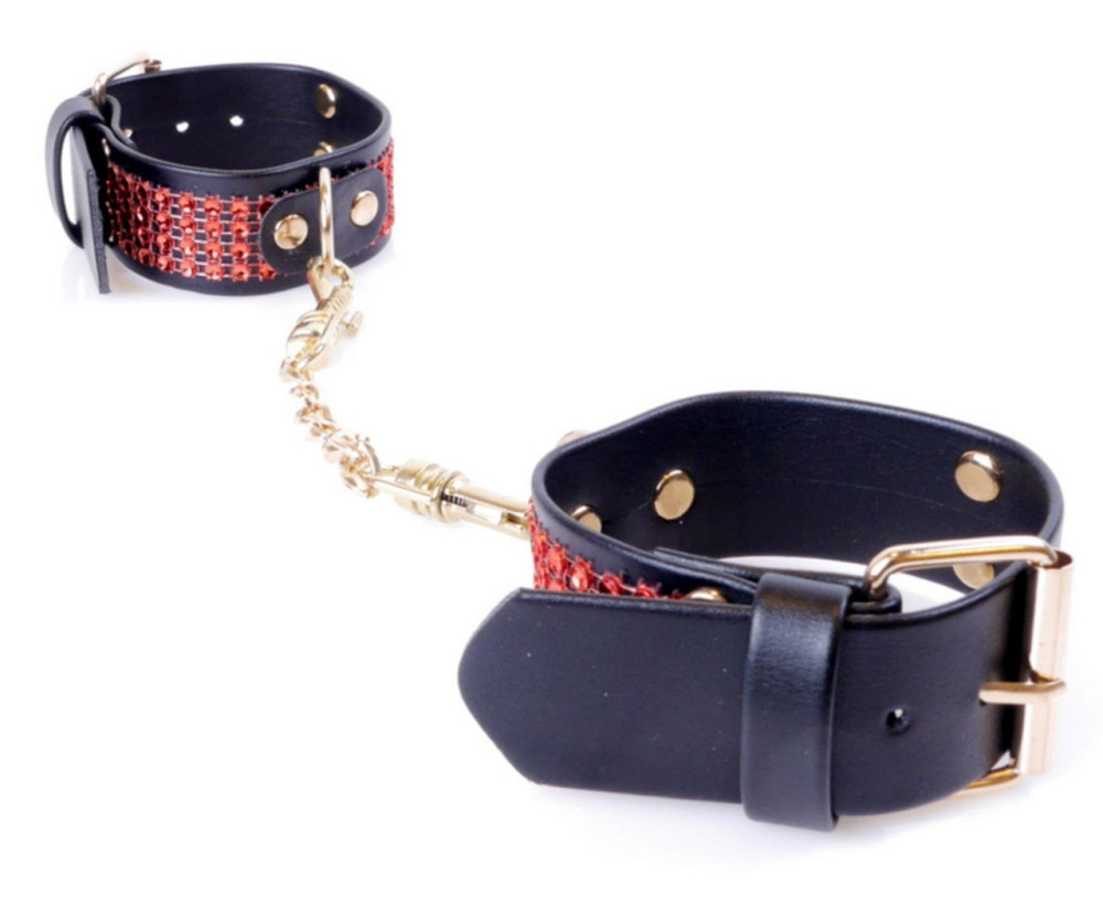 Наручники зі штучної шкіри з кристалами Fetish Boss Series - Handcuffs with cristals Red, BS3300109 Sex Aura Київ - фото 3