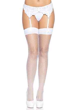 Панчохи-сітка для кріплення на пояс Leg Avenue Nylon Fishnet Thigh Highs One size, White Sex Aura Київ