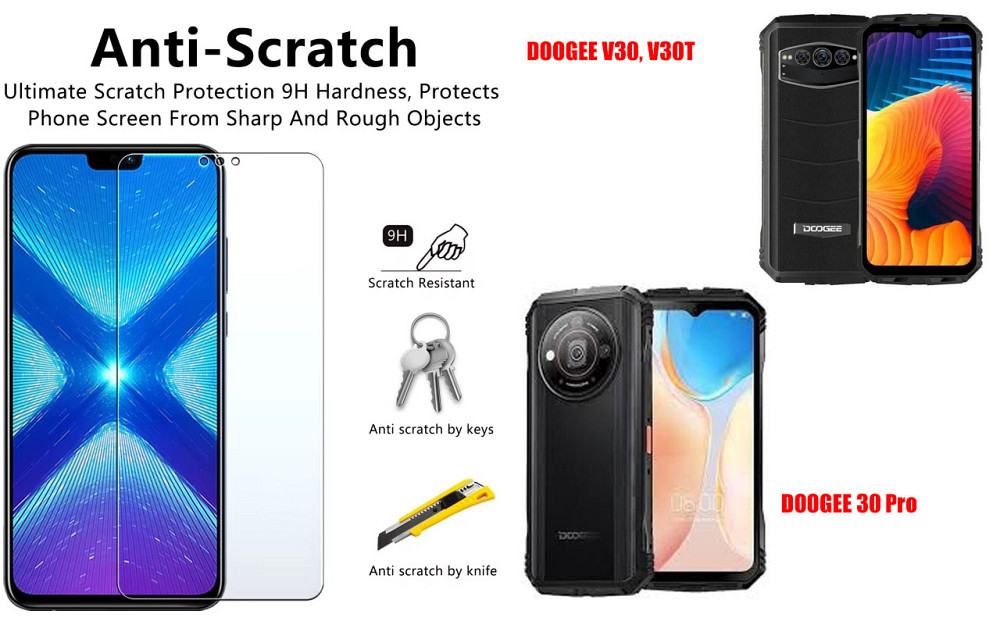 Захисне скло NeoGlass для DOOGEE V30, V30T, V30 Pro – надпрозоре та стійке Київ - фото 1