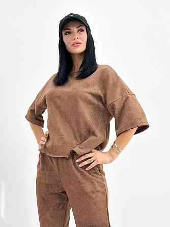 Жіночий костюм з турецької двунитки петля з ефектом tie dye "George"| Батал| Розпродаж моделі Шоколадний, 50-52 Київ