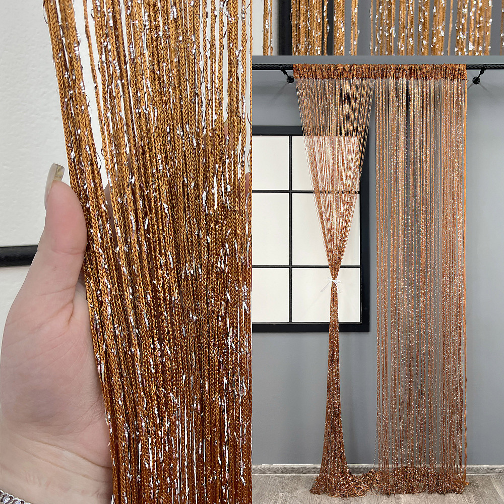 Штори-нитки з люрексом Коричневий 300х300см 1 шт (61-122) Київ - фото 1