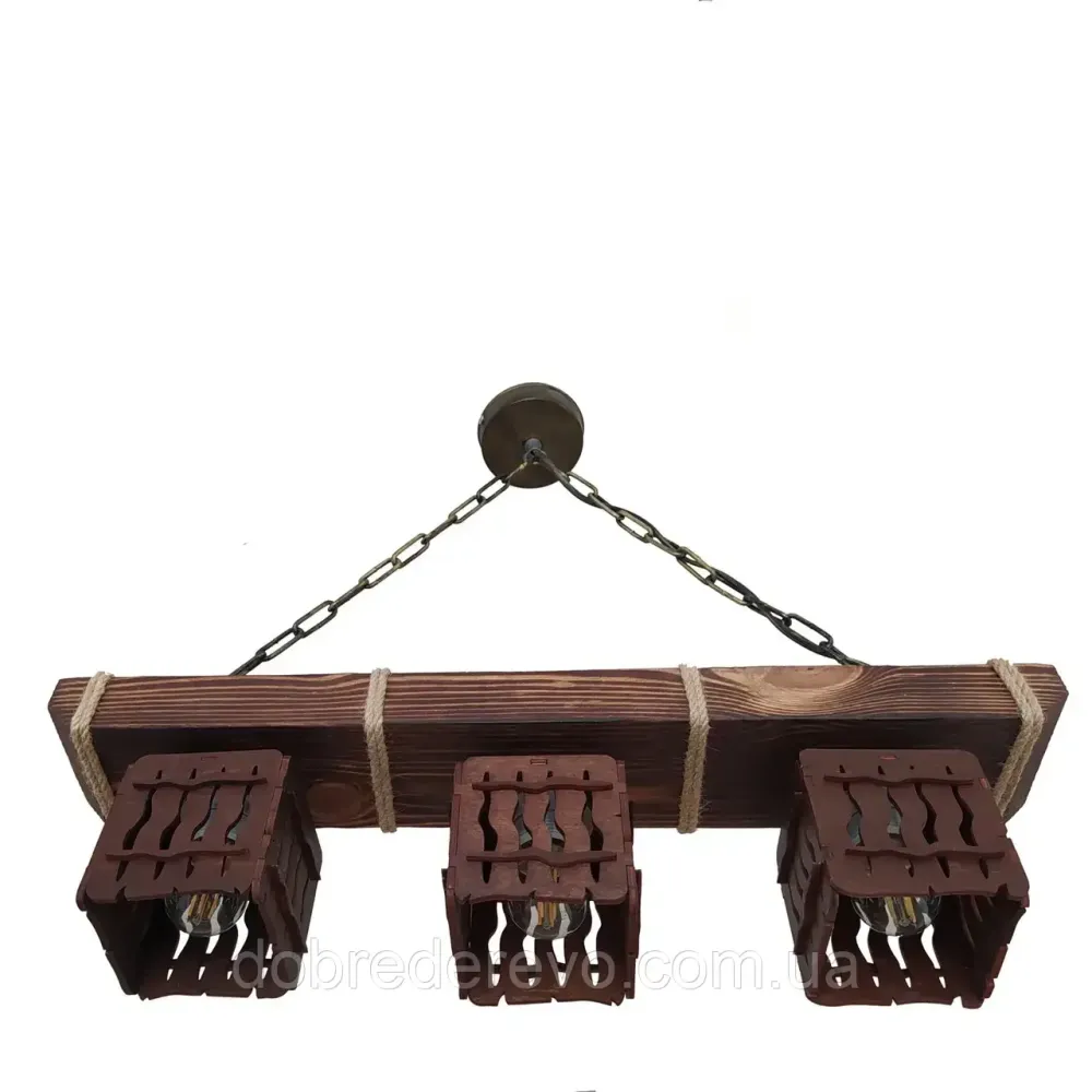 Люстра на ланцюгу балка 3 плафони кантрі Вижниця - фото 2