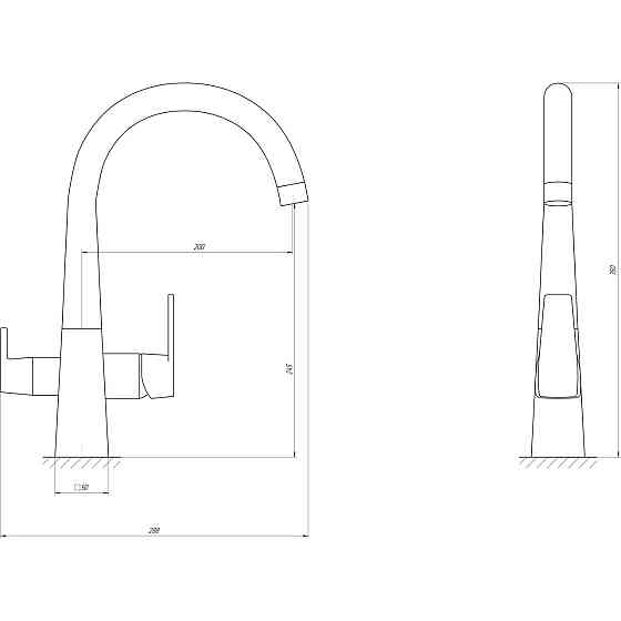 Змішувач для кухні під осмос Globus Lux LAZER GLLR-0999-3-TITANIUM Київ