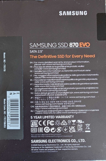 SSD диск Samsung 870 Evo, 1TB 2.5
