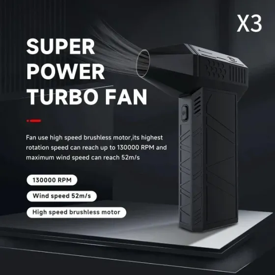 Акумуляторний повітродув Turbo Fan X3 (турботурбіна 130000 об/хв, 52 м/с, 180W, 3000 мАг, ручний турбовентилятор) Одеса