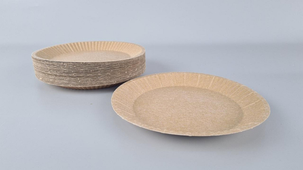 Тарілка з харчового картону д180мм Крафт 50 шт (50 шт.) Харків - фото 1