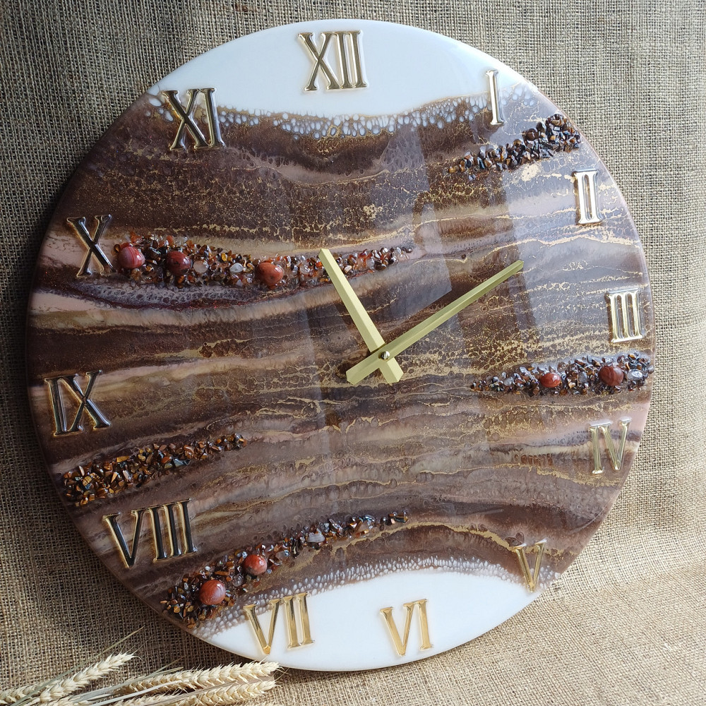 Годинник настінний 50 см з епоксидної смоли ручної роботи Дніпро - фото 2